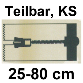 YKK Reißverschluss, teilbar, Kunststoff 80cm Schwarz (580)