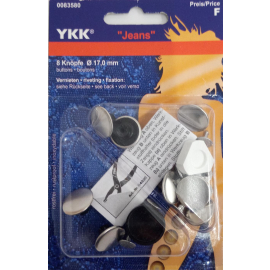 YKK Jeans Knopf 17mm Silber