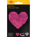 Applikation Wende-Pailetten Herz Pink/Silber