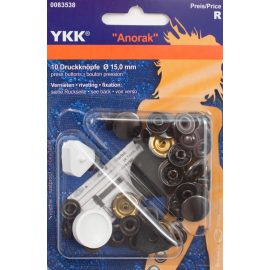 YKK Anorak Druckknöpfe 15mm Bronze (10 Stück)