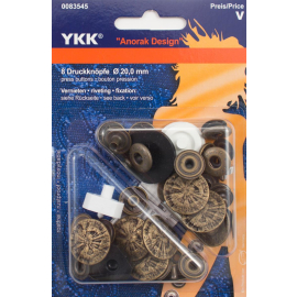 YKK Anorak Druckknöpfe 20mm Altmessing Stern