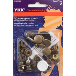 YKK Sport & Camping Druckknöpfe 15mm Altmessing